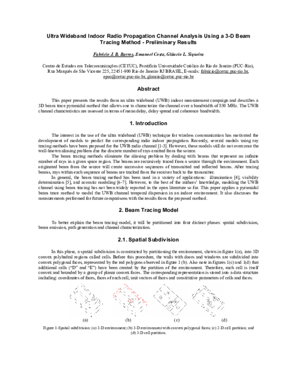 (PDF) Ultra Wideband Indoor Radio Propagation Channel Analysis Using a ...