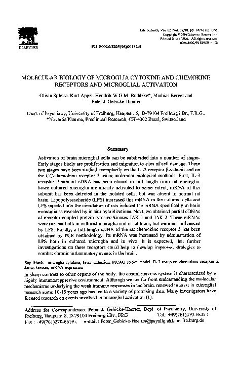 (PDF) Molecular biology of microglia cytokine and chemokine receptors ...