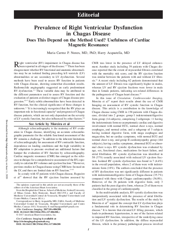 (PDF) Prevalence of Right Ventricular Dysfunction in Chagas Disease