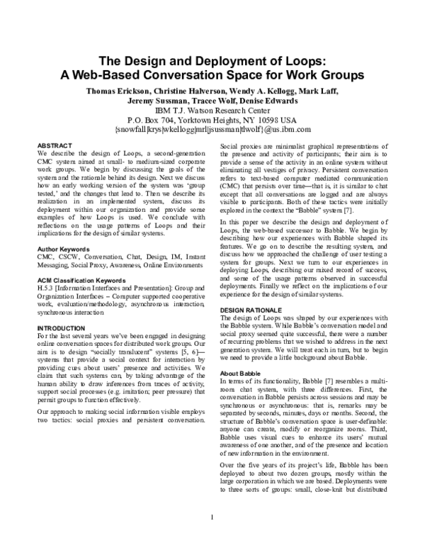 (PDF) The Design and Deployment of Loops: A Web-Based Conversation ...