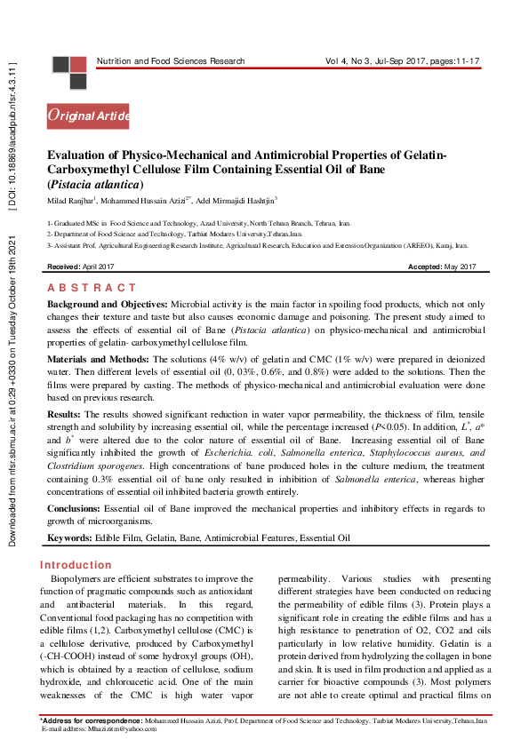 (PDF) Evaluation of Physico-Mechanical and Antimicrobial Properties of ...