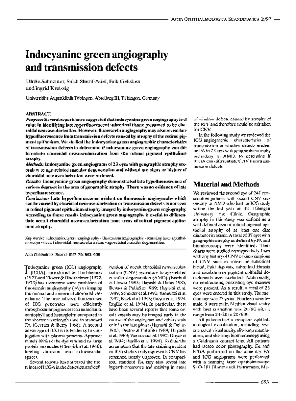 (PDF) Indocyanine green angiography and transmission defects