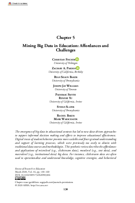 (PDF) Mining Big Data in Education: Affordances and Challenges