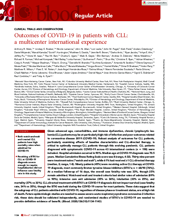 (PDF) Outcomes of COVID-19 in patients with CLL: a multicenter ...