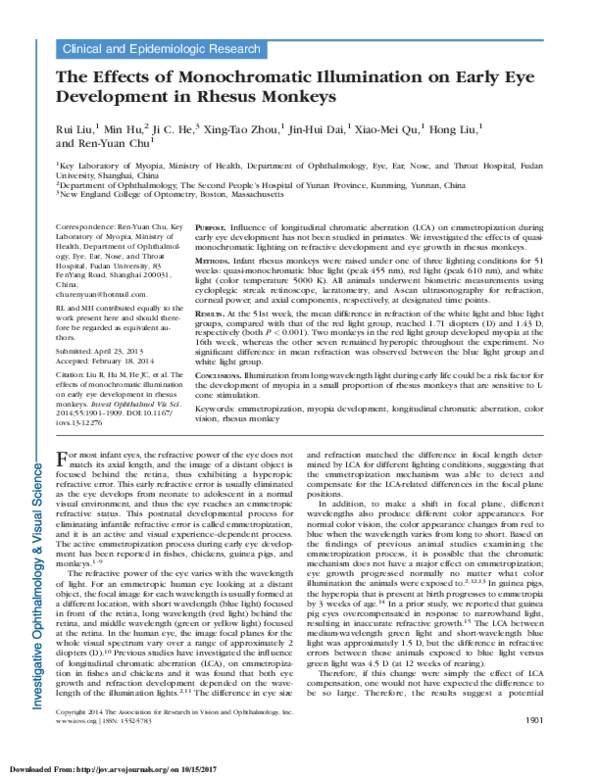 (PDF) The Effects of Monochromatic Illumination on Early Eye ...