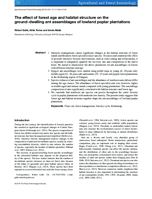 (PDF) The effect of forest age and habitat structure on the ground ...