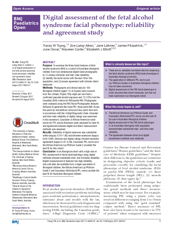(PDF) Digital assessment of the fetal alcohol syndrome facial phenotype ...