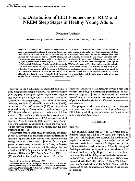 (PDF) The distribution of EEG frequencies in REM and NREM sleep stages ...