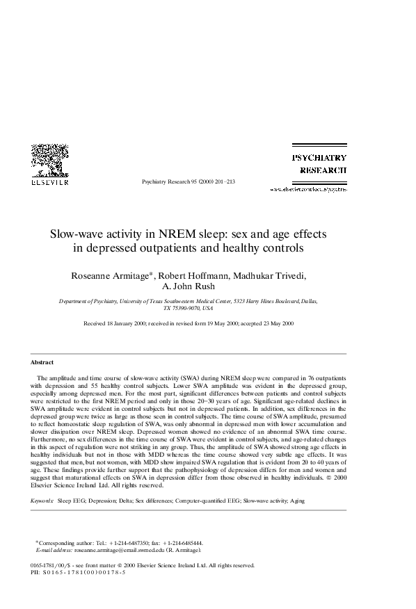 (PDF) Slow-wave activity in NREM sleep: sex and age effects in ...