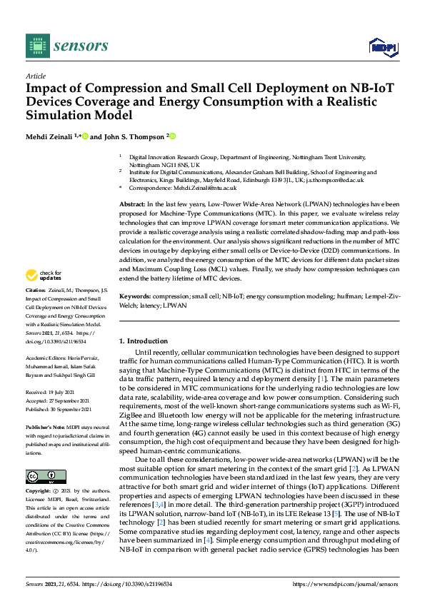(PDF) Impact of Compression and Small Cell Deployment on NB-IoT Devices ...