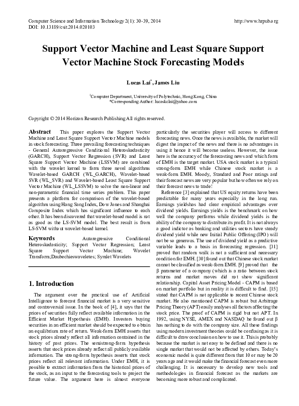 (PDF) Support Vector Machine and Least Square Support Vector Machine ...