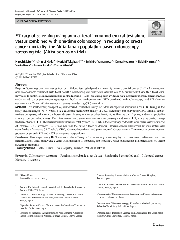 (PDF) Efficacy of screening using annual fecal immunochemical test ...