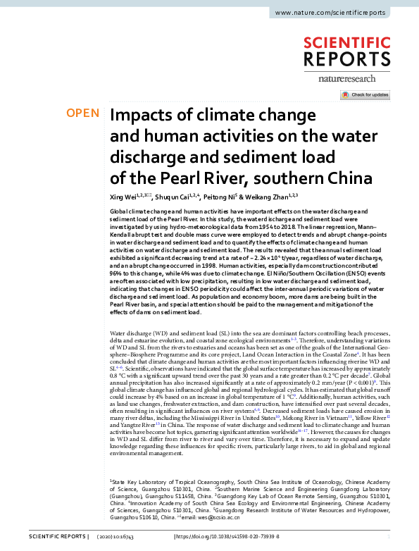 (PDF) Impacts of climate change and human activities on the water ...