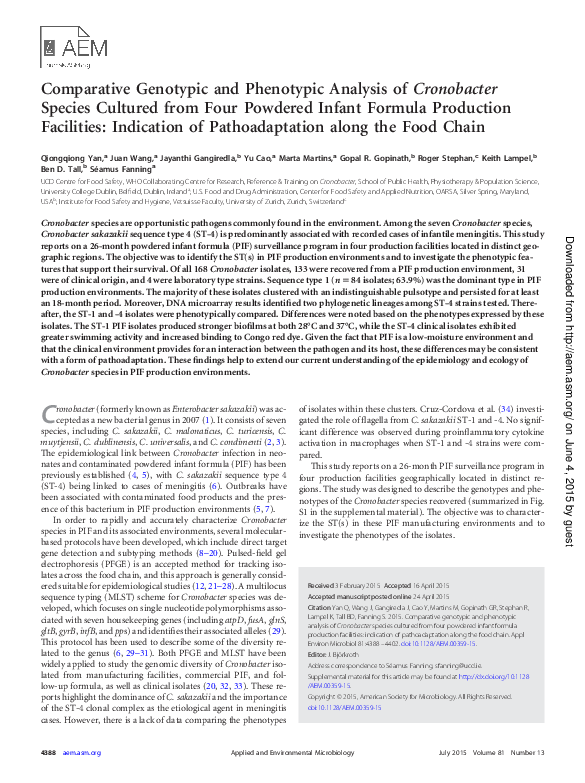 (PDF) Comparative genotypic and phenotypic analysis of Cronobacter ...