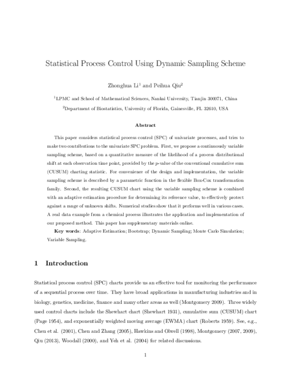 (PDF) Statistical Process Control Using Dynamic Sampling Scheme