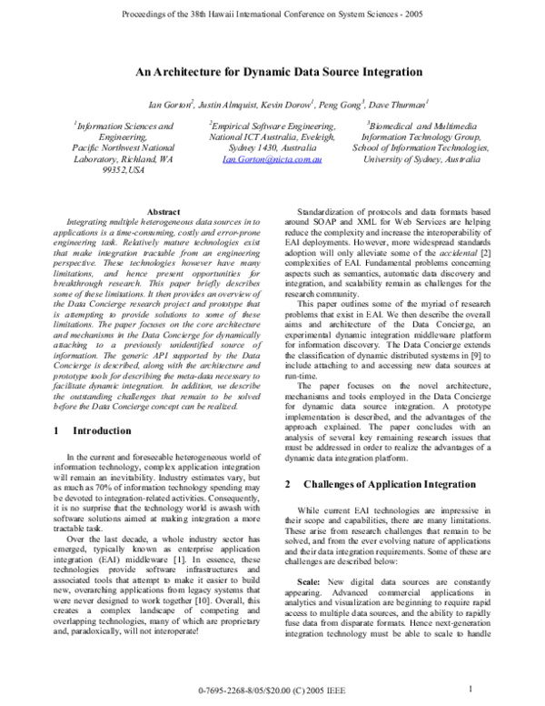 (PDF) An Architecture for Dynamic Data Source Integration