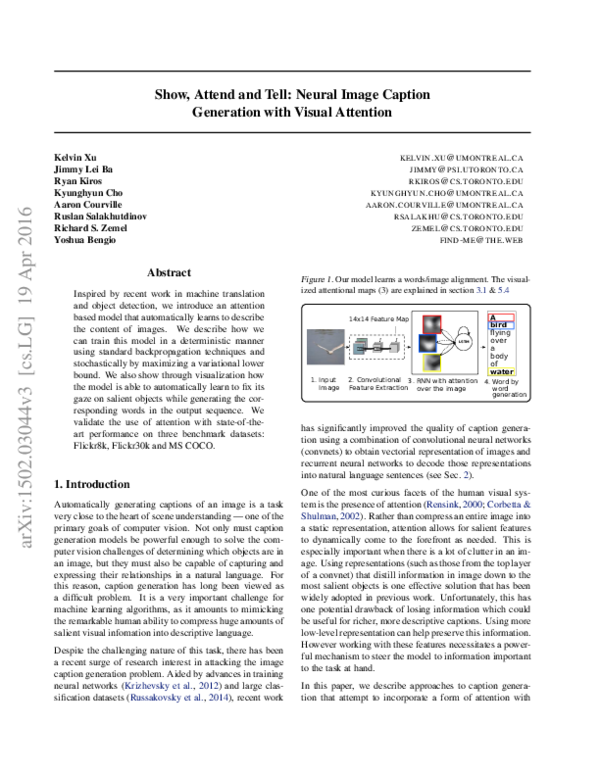 (PDF) Show, Attend and Tell: Neural Image Caption Generation with ...