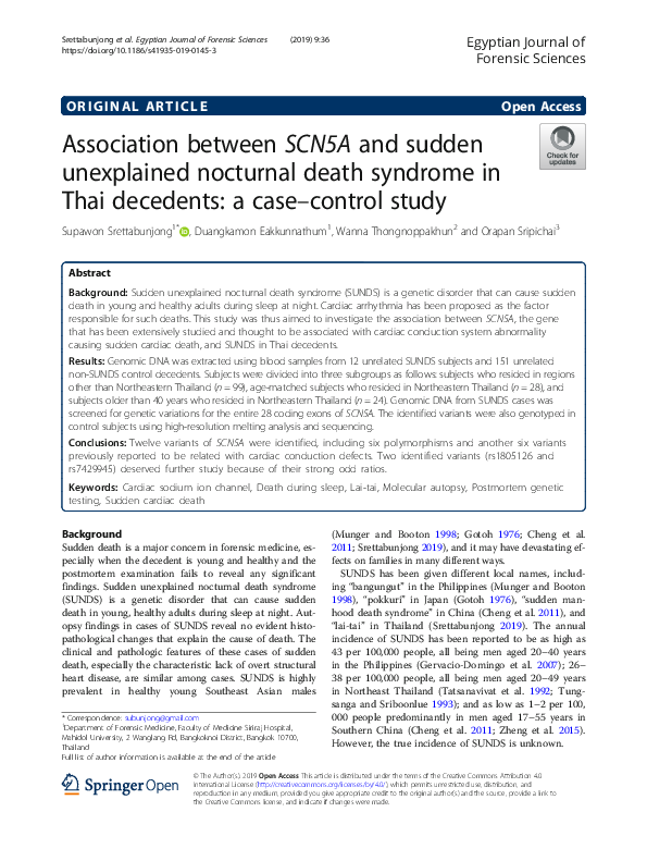 (PDF) Association between SCN5A and sudden unexplained nocturnal death