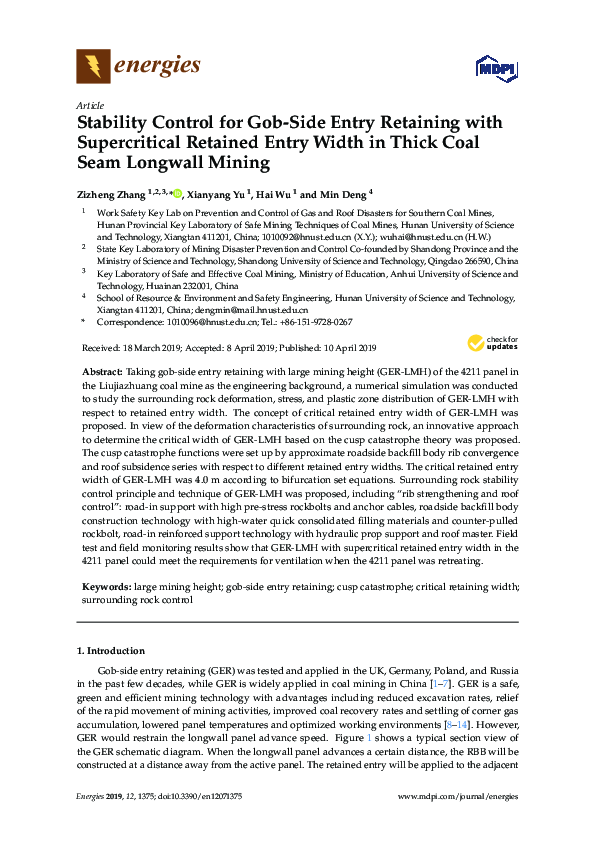 (PDF) Gob-Side Entry Stability in Thick Coal Mining