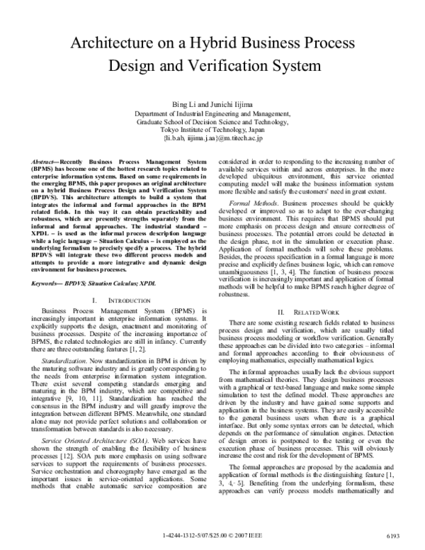 (PDF) Architecture on a Hybrid Business Process Design and Verification ...