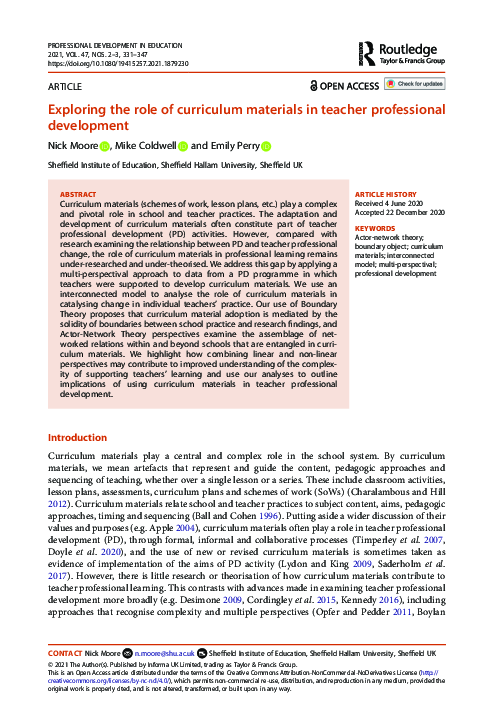 (PDF) Exploring the role of curriculum materials in teacher ...