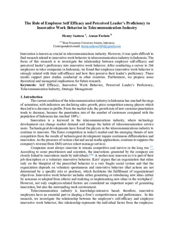 (PDF) The Role of Employee Self Efficacy and Perceived Leader’s ...