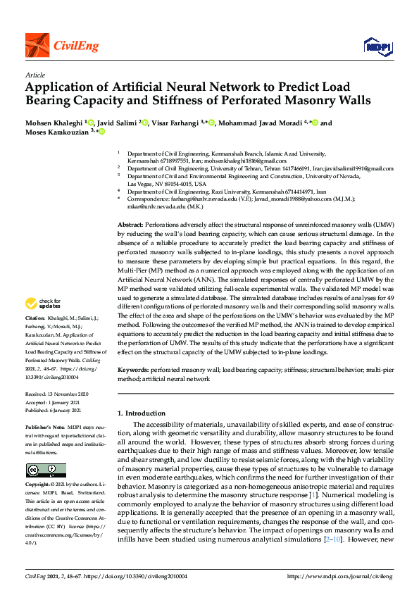 (PDF) Application of Artificial Neural Network to Predict Load Bearing ...