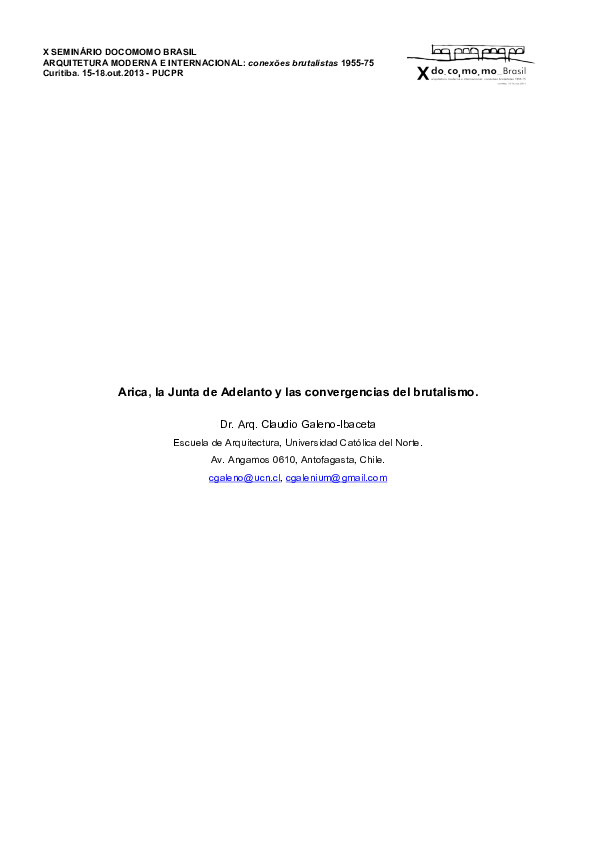(PDF) Arica, la Junta de Adelanto y las convergencias del brutalismo