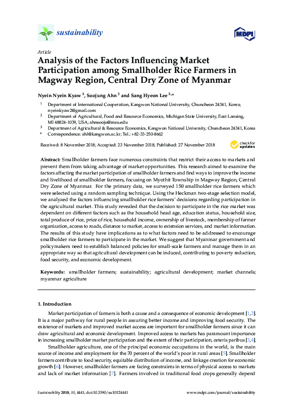 (PDF) Analysis of the Factors Influencing Market Participation among ...