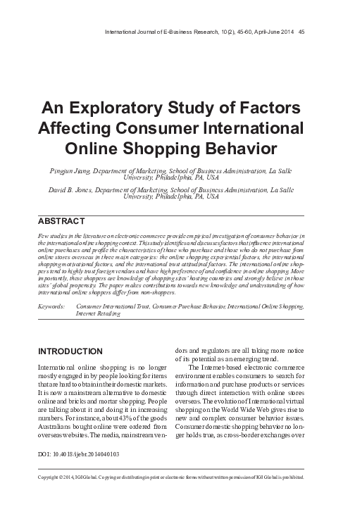 (PDF) An Exploratory Study of Factors Affecting Consumer International ...