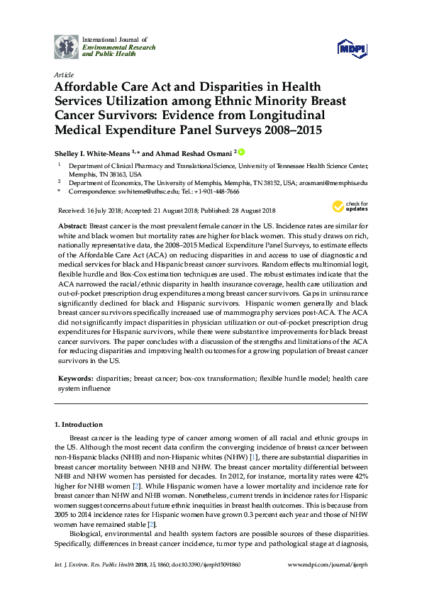 (PDF) Affordable Care Act and Disparities in Health Services ...