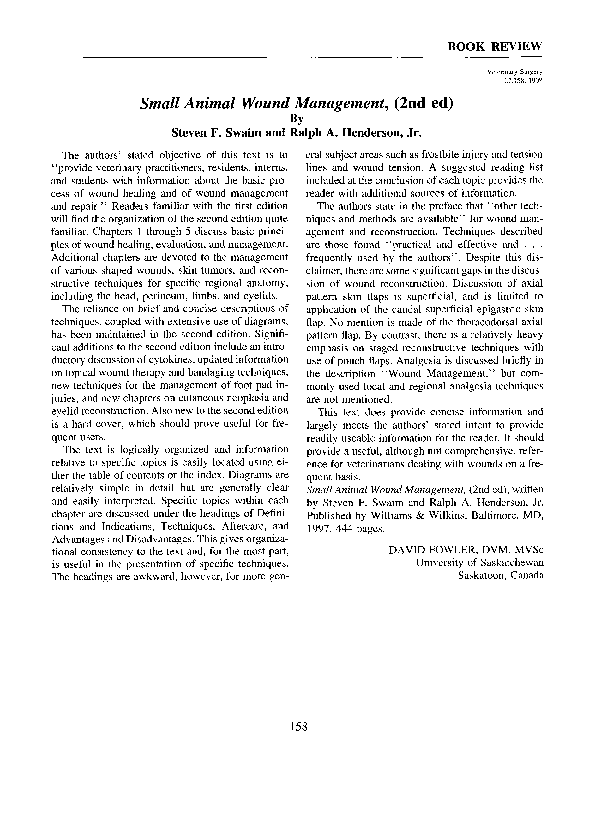 (PDF) Small Animal Wound Management, (2nd ed) Ralph Henderson