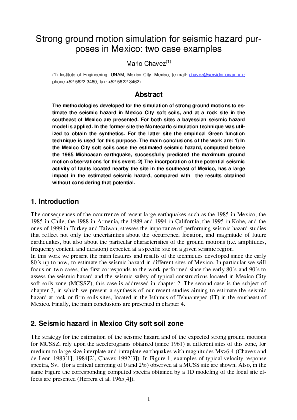 (PDF) Strong ground motion simulation for seismic hazard assessment in ...