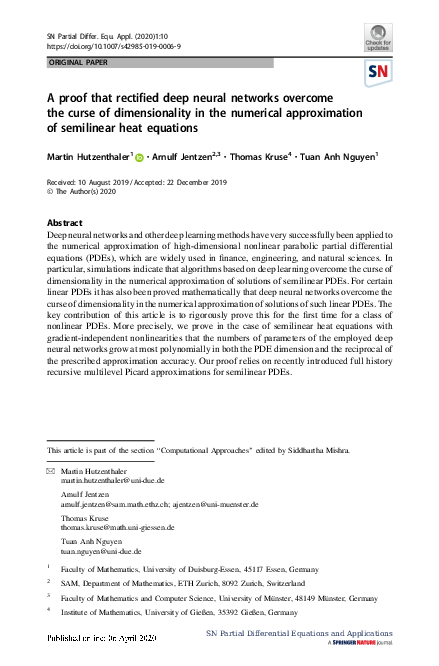 (PDF) A proof that rectified deep neural networks overcome the curse of ...
