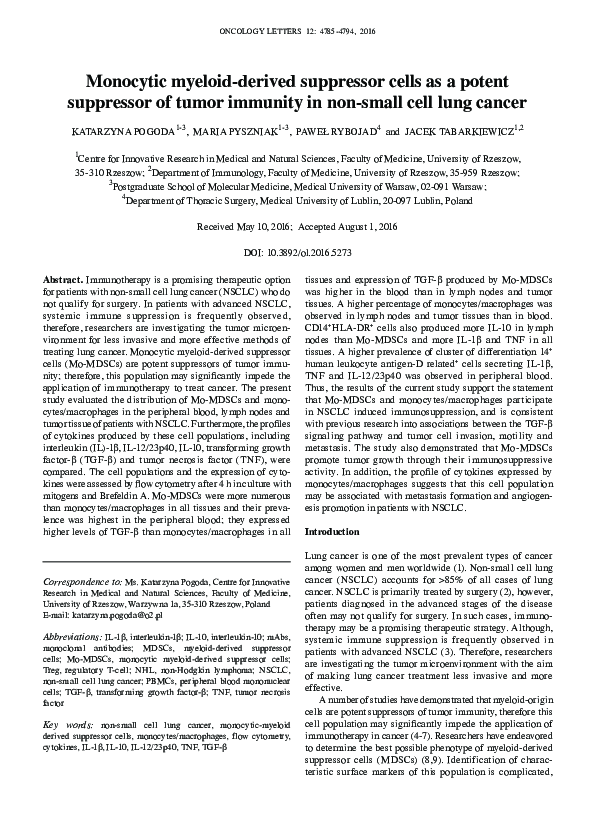 (PDF) Monocytic myeloid-derived suppressor cells as a potent suppressor ...