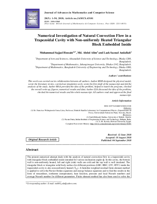 (PDF) Numerical Investigation of Natural Convection Flow in a ...