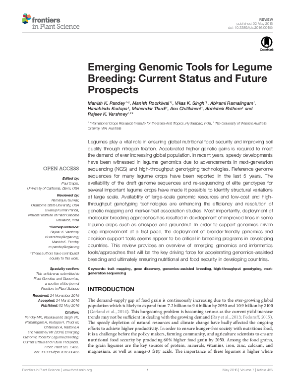 (PDF) Emerging Genomic Tools for Legume Breeding: Current Status and ...