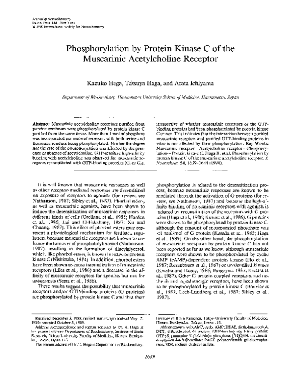 (PDF) Phosphorylation by Protein Kinase C of the Muscarinic ...