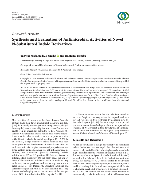 (PDF) Synthesis and Evaluation of Antimicrobial Activities of Novel N ...