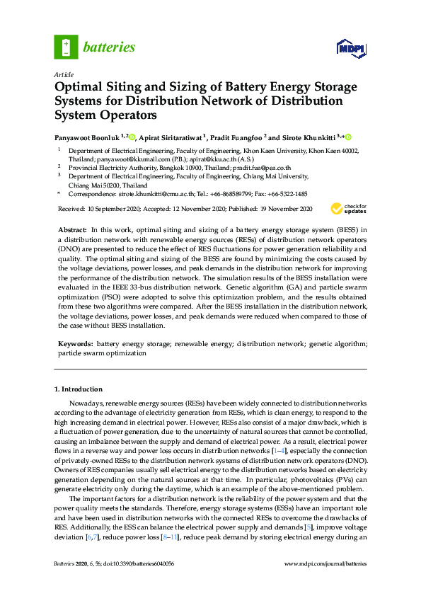 (PDF) Optimal Siting and Sizing of Battery Energy Storage Systems for ...