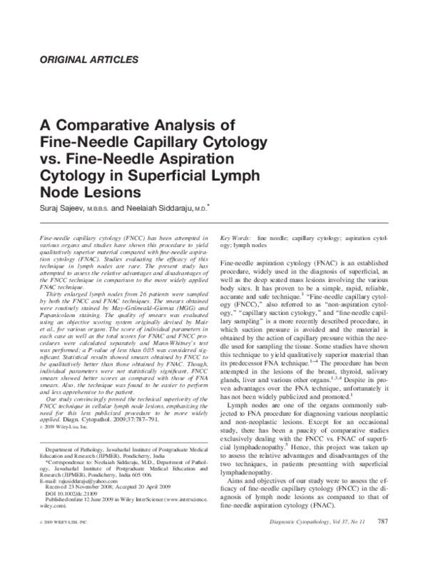(PDF) A comparative analysis of fine-needle capillary cytology vs. fine ...