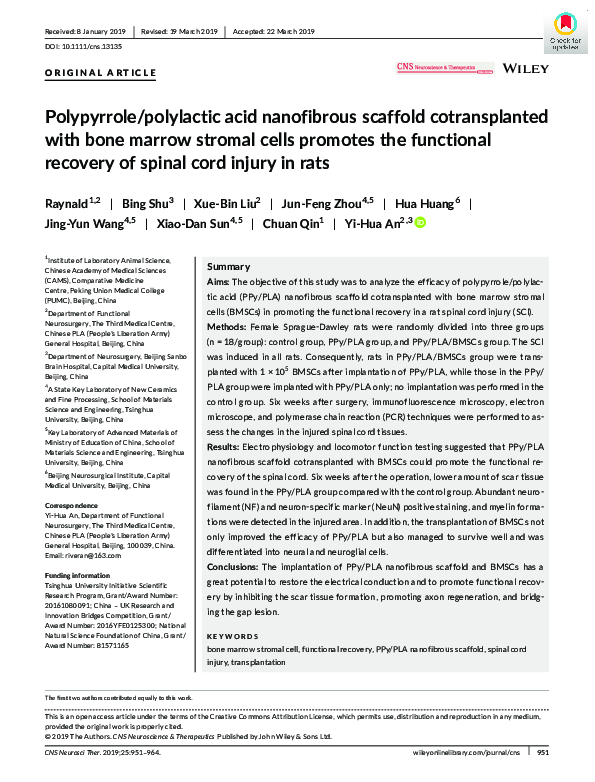 (PDF) Polypyrrole/polylactic acid nanofibrous scaffold cotransplanted ...