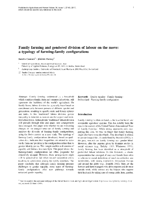(PDF) Family farming and gendered division of labour on the move: a ...