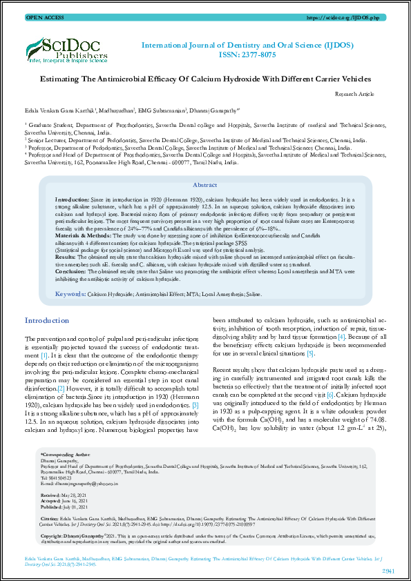 (PDF) Estimating The Antimicrobial Efficacy Of Calcium Hydroxide With ...