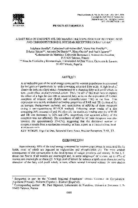 (PDF) A diet rich in coconut oil decreases the expression of retinoic ...