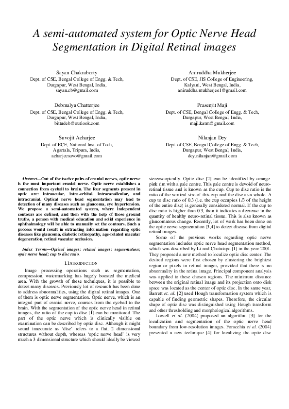 (PDF) A Semi-automated System for Optic Nerve Head Segmentation in ...