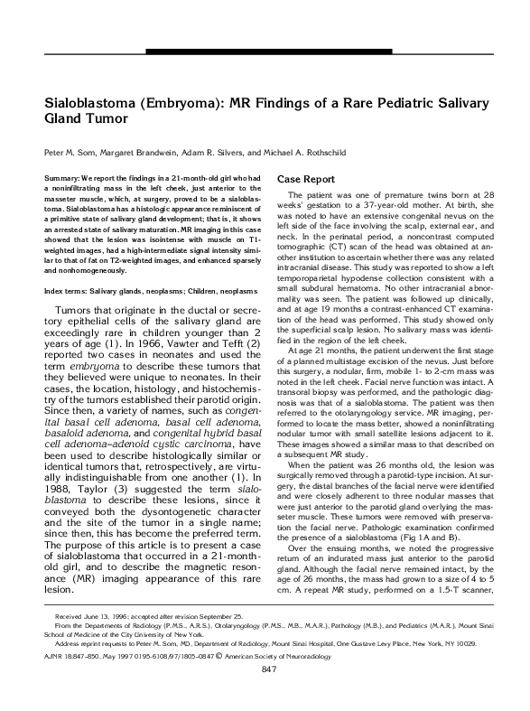 (PDF) Sialoblastoma (embryoma): MR findings of a rare pediatric ...