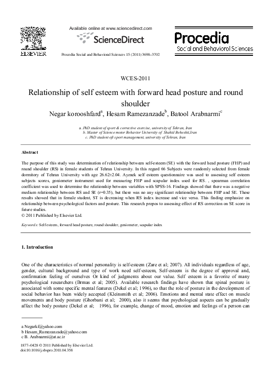 (PDF) Relationship of self esteem with forward head posture and round ...