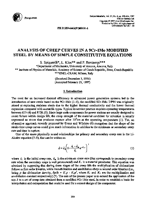 (PDF) Analysis of creep curves in a 9Cr-1Mo modified steel by means of ...