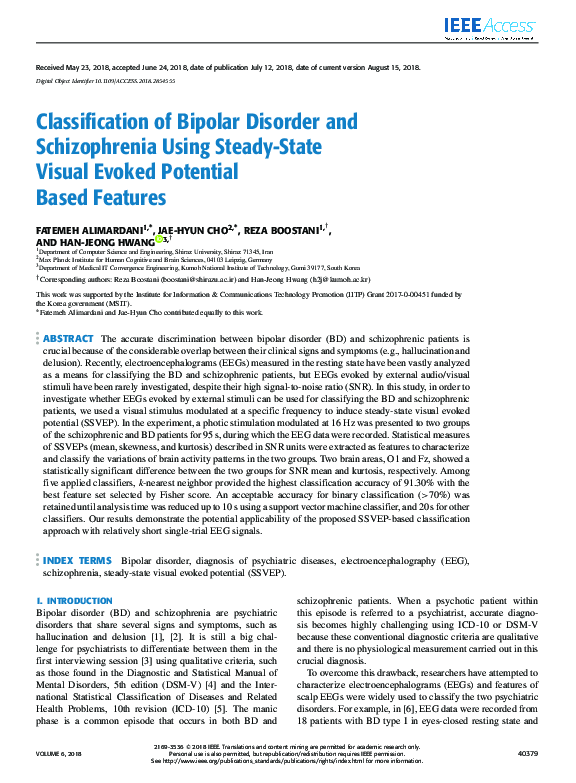 (PDF) Classification of Bipolar Disorder and Schizophrenia Using Steady ...